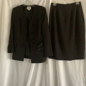 Two piece black dress suit with beaded pockets